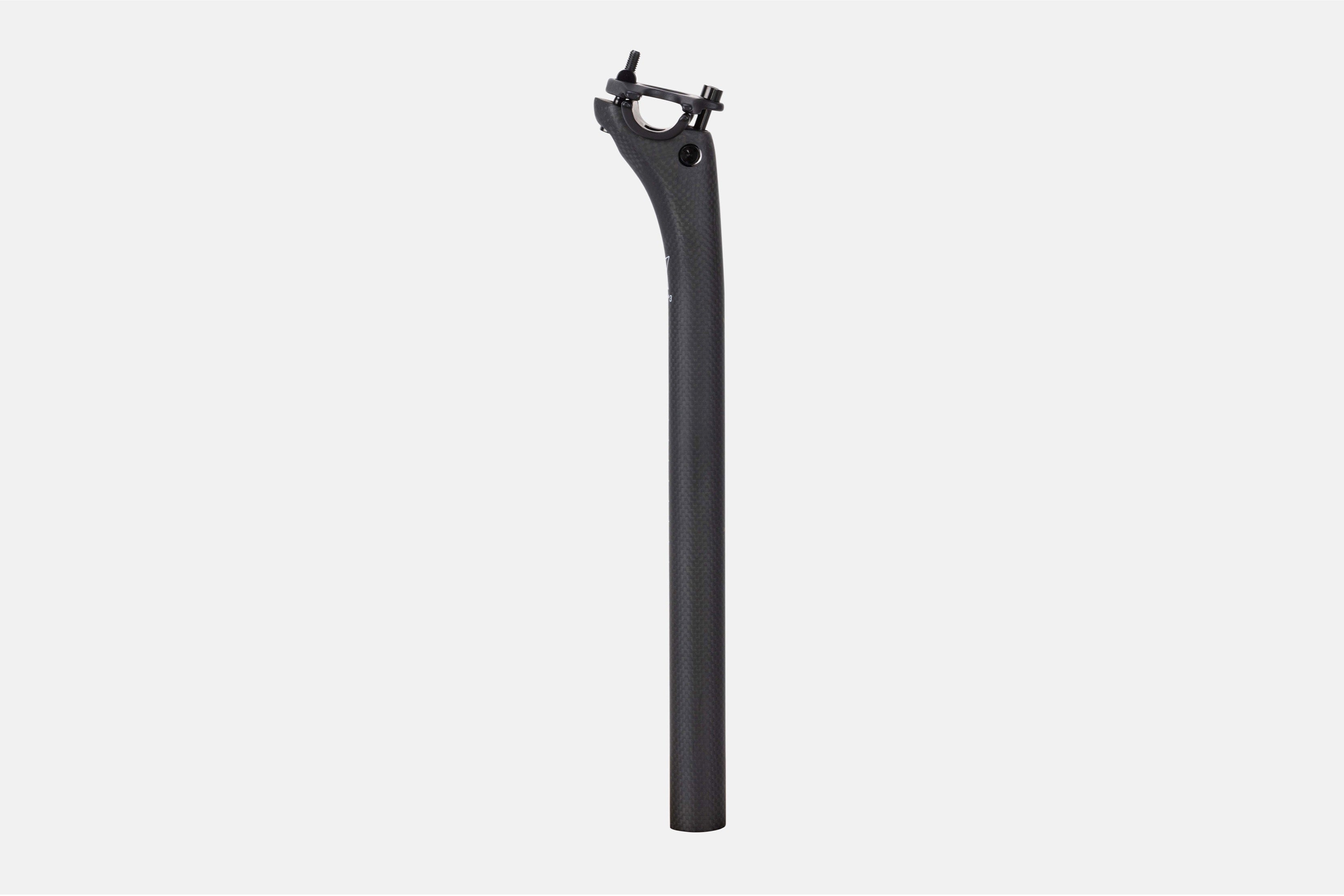 Litebike lightweight carbon seatpost, highlighting vertical compliance for enhanced comfort on road and gravel, paired with exceptional lateral and torsional stiffness for energy-efficient rides.