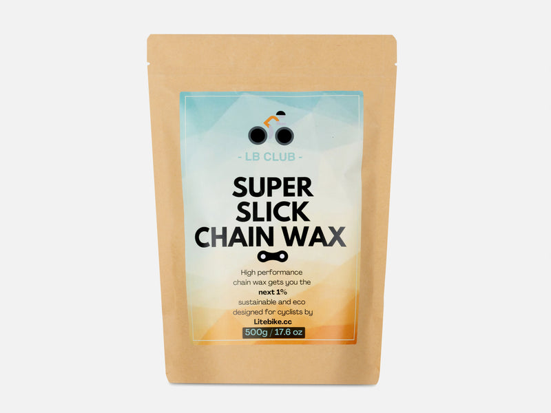 Bike chain wax from Litebike, showcasing its dry-to-touch, non-oily finish, providing up to 15,000 km extra chain life and improved drivetrain efficiency.