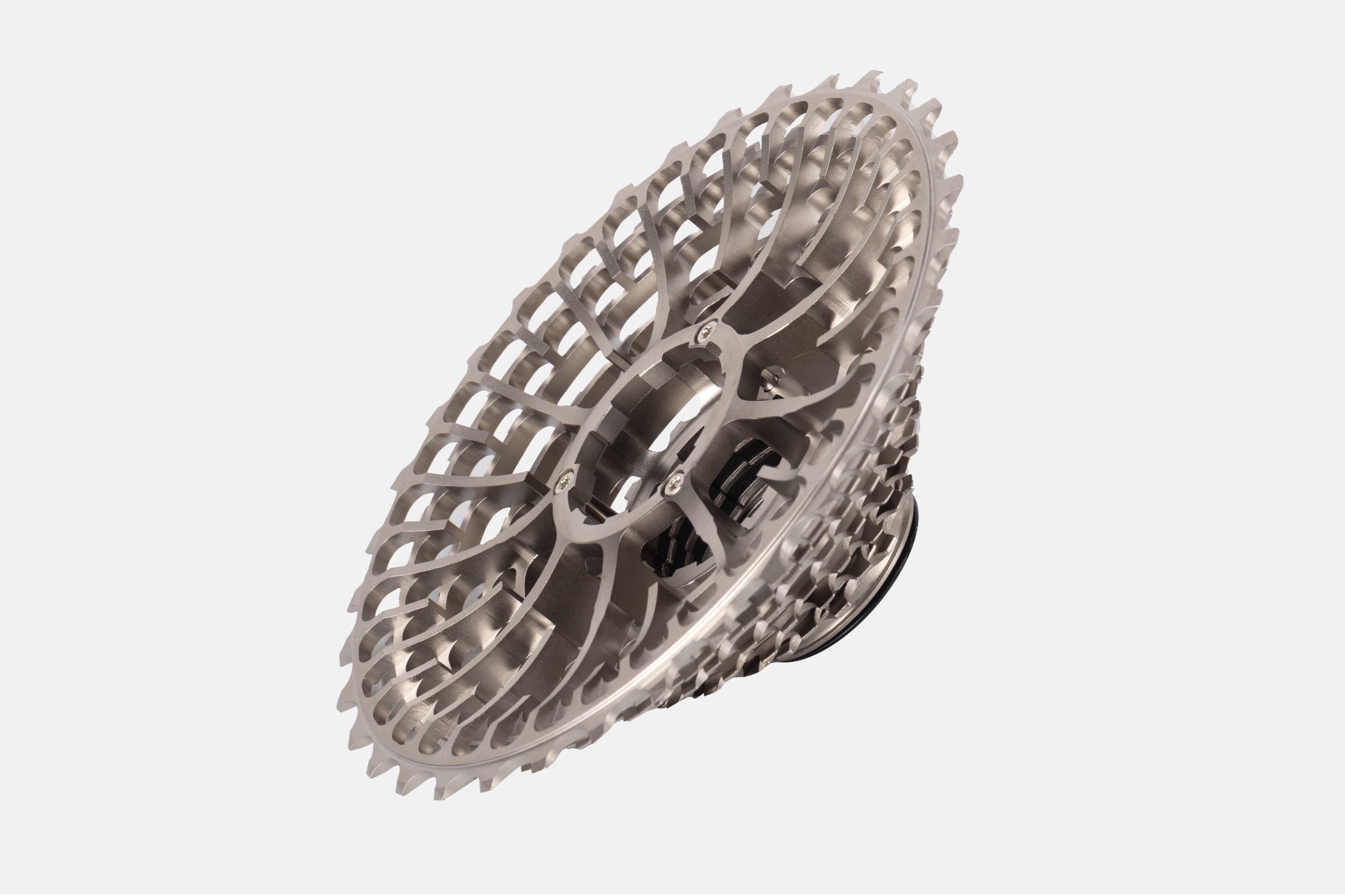 Litebike 12 speed lightweight cassette, displaying precision engineering, lightweight hollow construction, and compatibility with high-performance drivetrains. Perfect for cyclists seeking an ultralight upgrade.